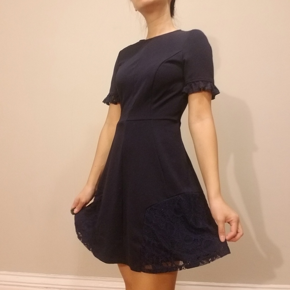 Navy dress with lace